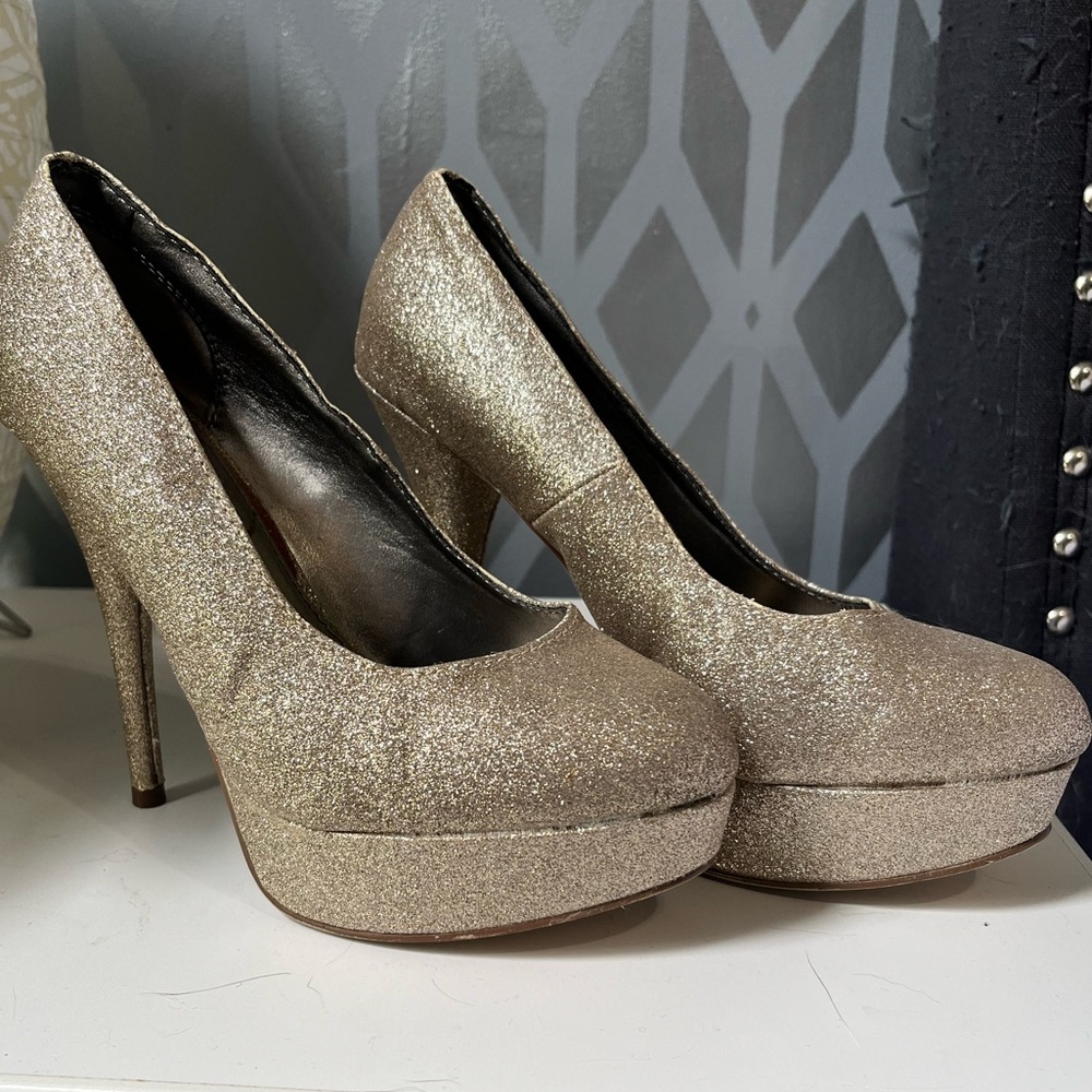 Gold Glitter Brash Heels